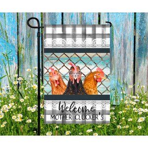 Welcome Mother Clucker's Funny Chicken Garden Flag